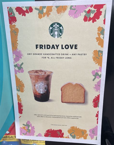 starbucks friday love 2024|$6 starbucks cafe coupon.